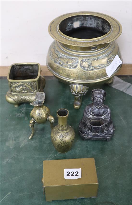 A group of Oriental metal ware